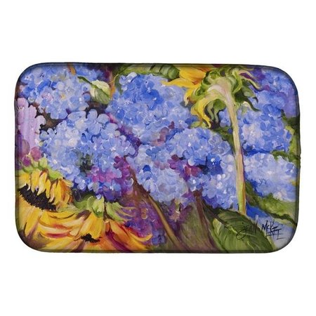 CAROLINES TREASURES Carolines Treasures JMK1119DDM Hydrangeas & Sunflowers Dish Drying Mat JMK1119DDM